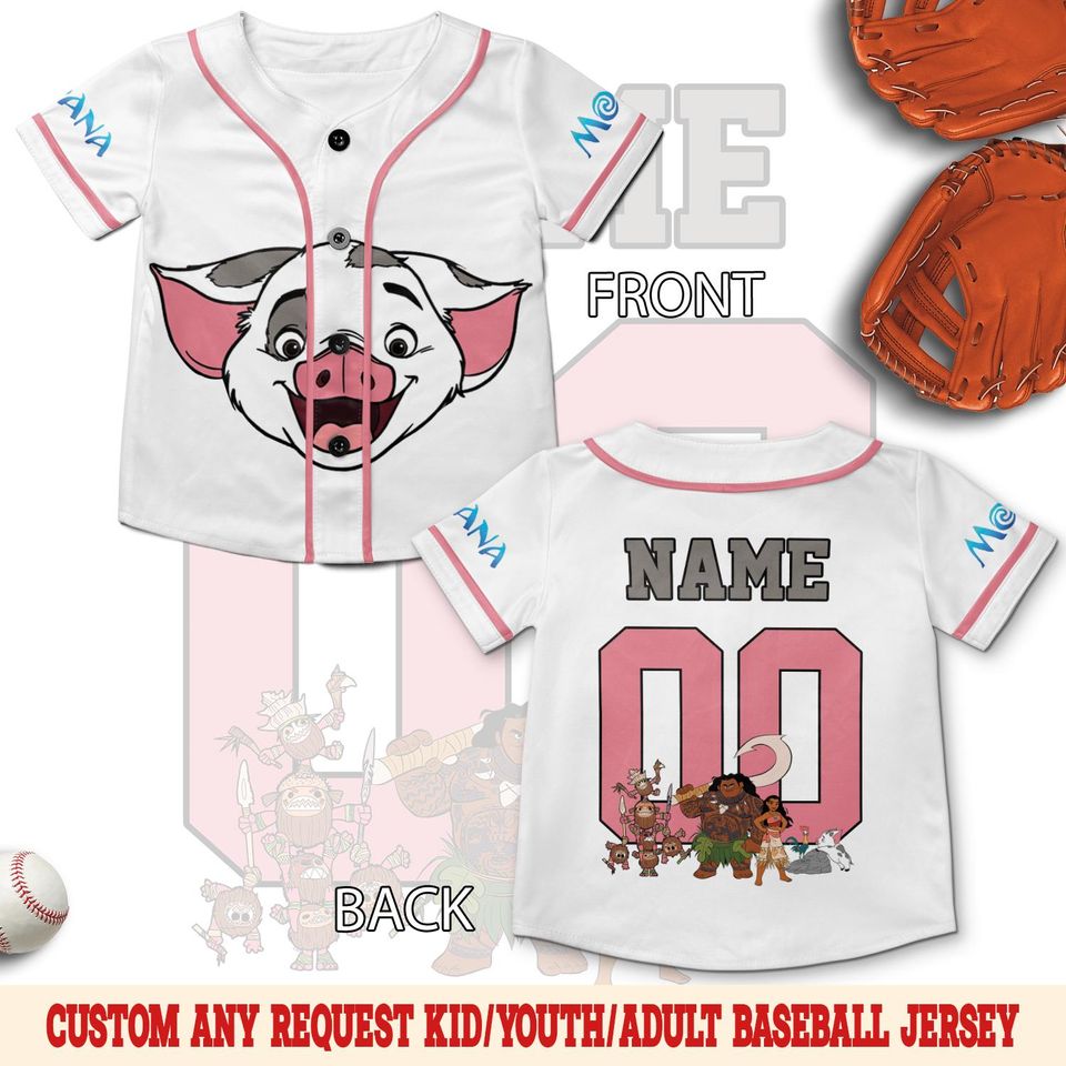 Personalized Pua And Hei Hei Kakamora Baseball Jersey