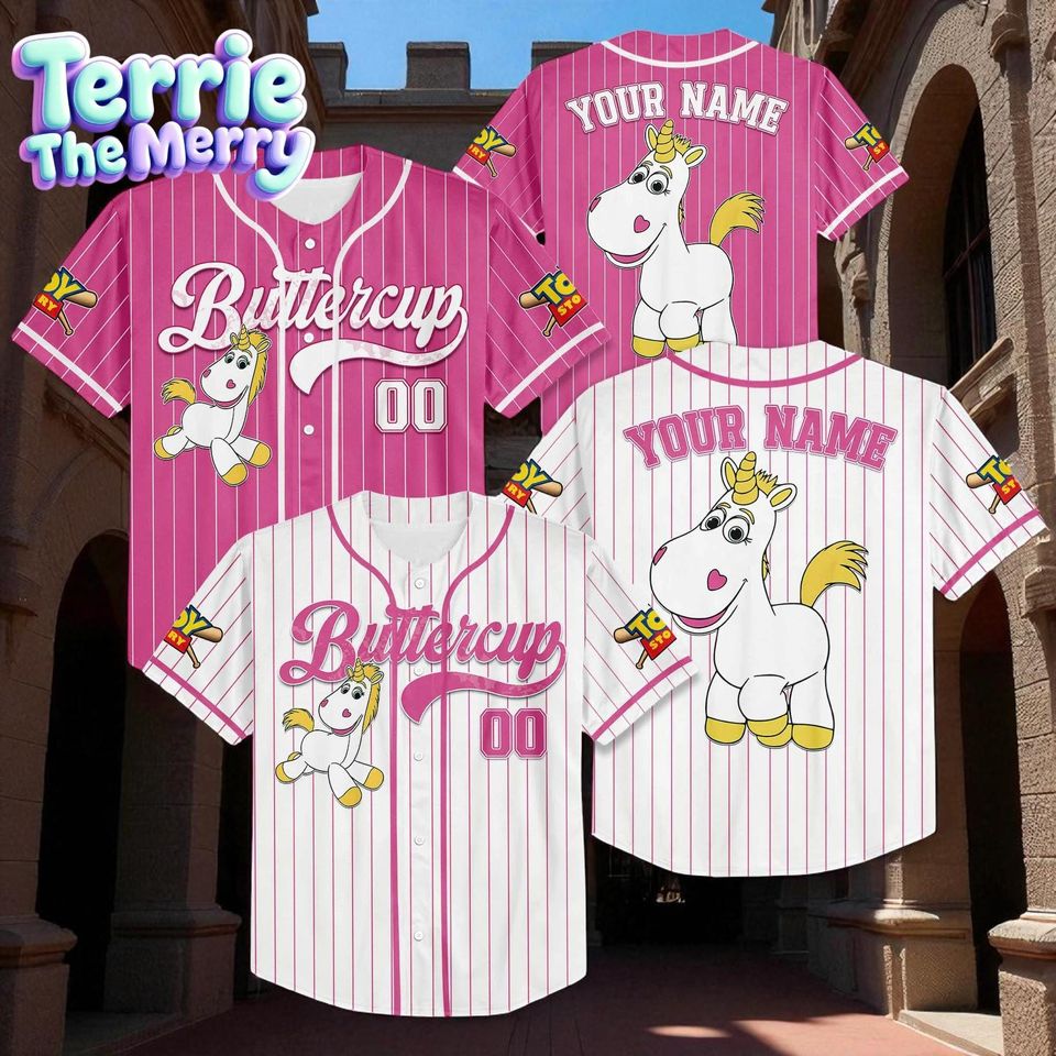 Custom Buttercup Baseball Jersey, Personalized Unicorn Jersey