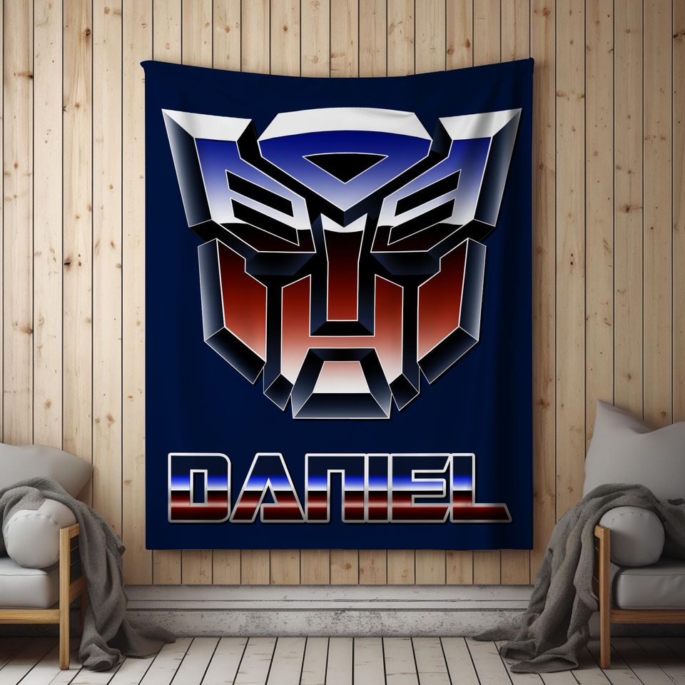 Custom Transformer Blanket, Personalized Robot Blankets, Boy Bed Room Blanket