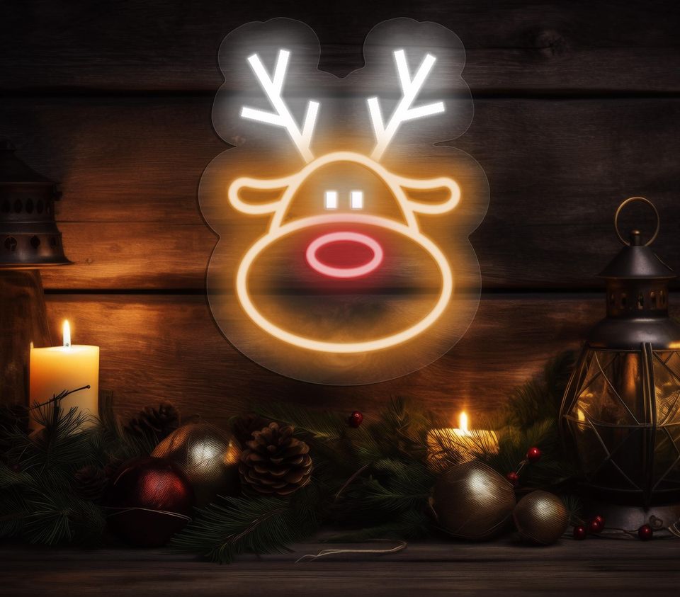 Christmas Deer Neon Sign: LED Animal Wall Light