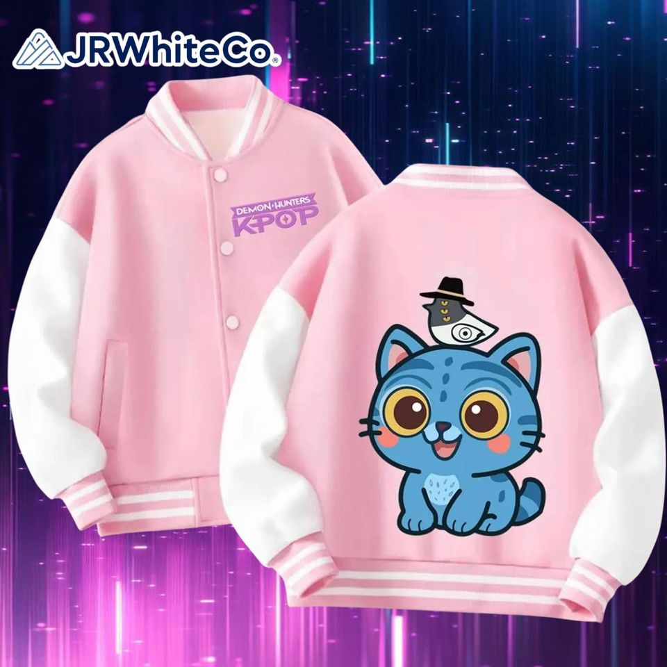 Kpop Demon Hunters Kids Varsity Jacket, Huntrix Baseball Coat, Cute Kpop