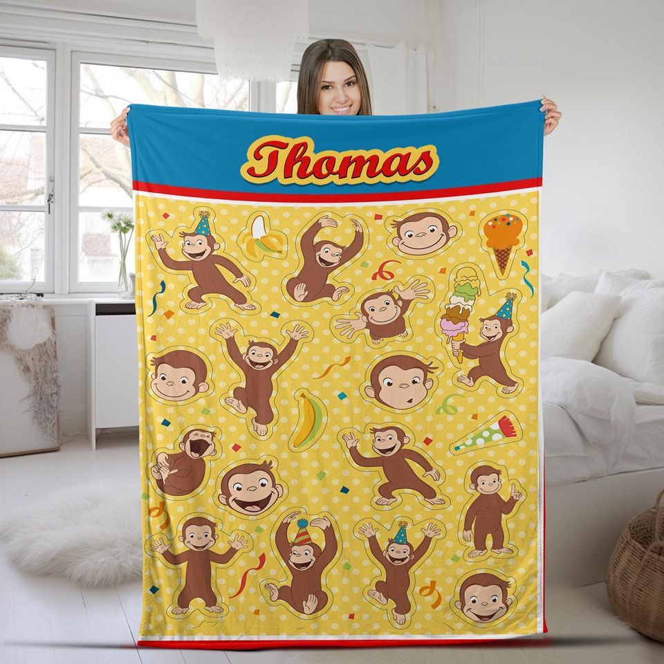 Personalized Curious George Blanket Curious George Fleece Blanket