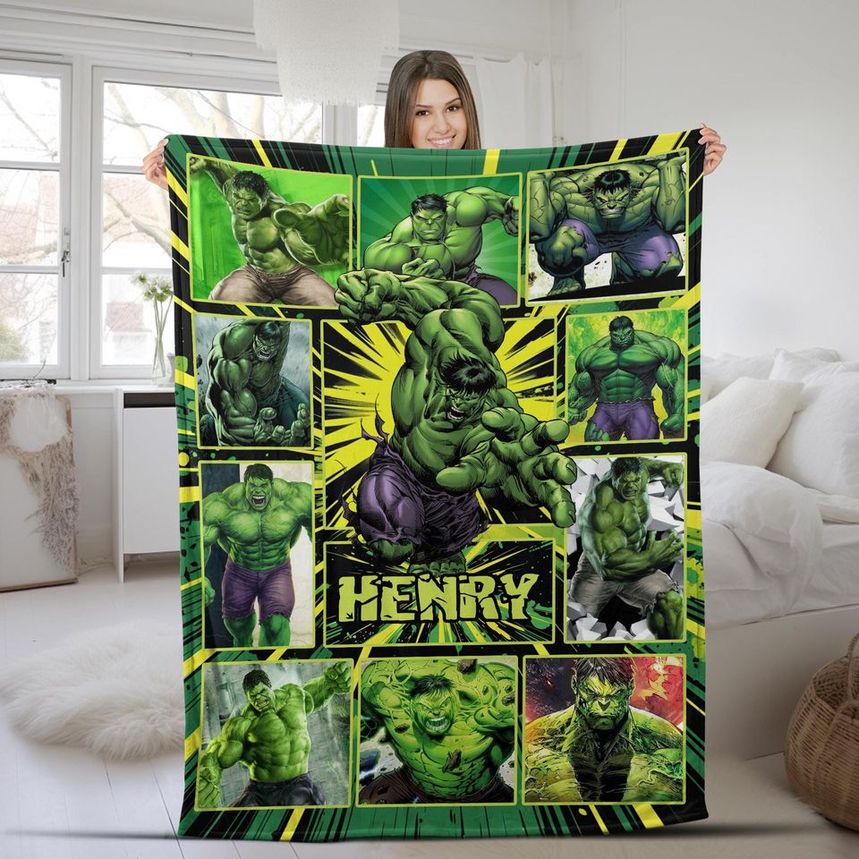 Personalized Hulk Blanket, Custom Kids Blanket, Hulk Blanket