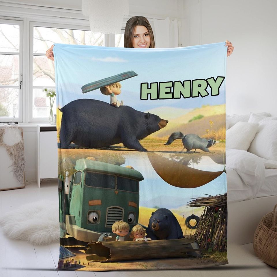 Trash Truck Blanket, Personalized Trash Truck Fleece Blanket, Custom Name Kid Baby Blanket
