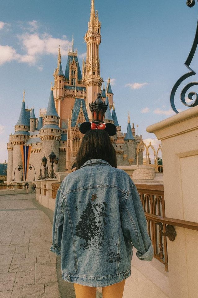 Disney Mickey Mouse Vintage Christmas Oversized Denim Jacket