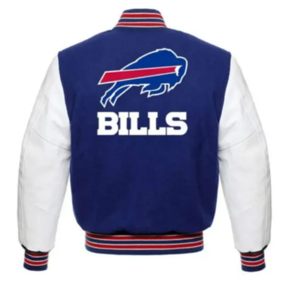 Letterman Buffalo Bills Blue and White Baseball Jacket