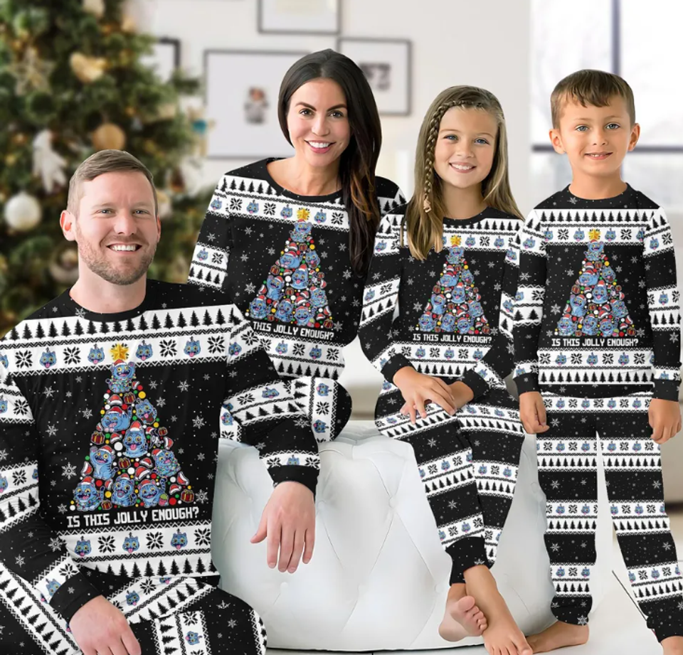 the right number of pajamas - family wearing matching pjs
