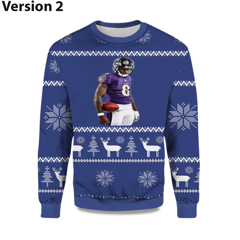2025 Baltimore Ravens Lamar Jackson Ugly Sweater