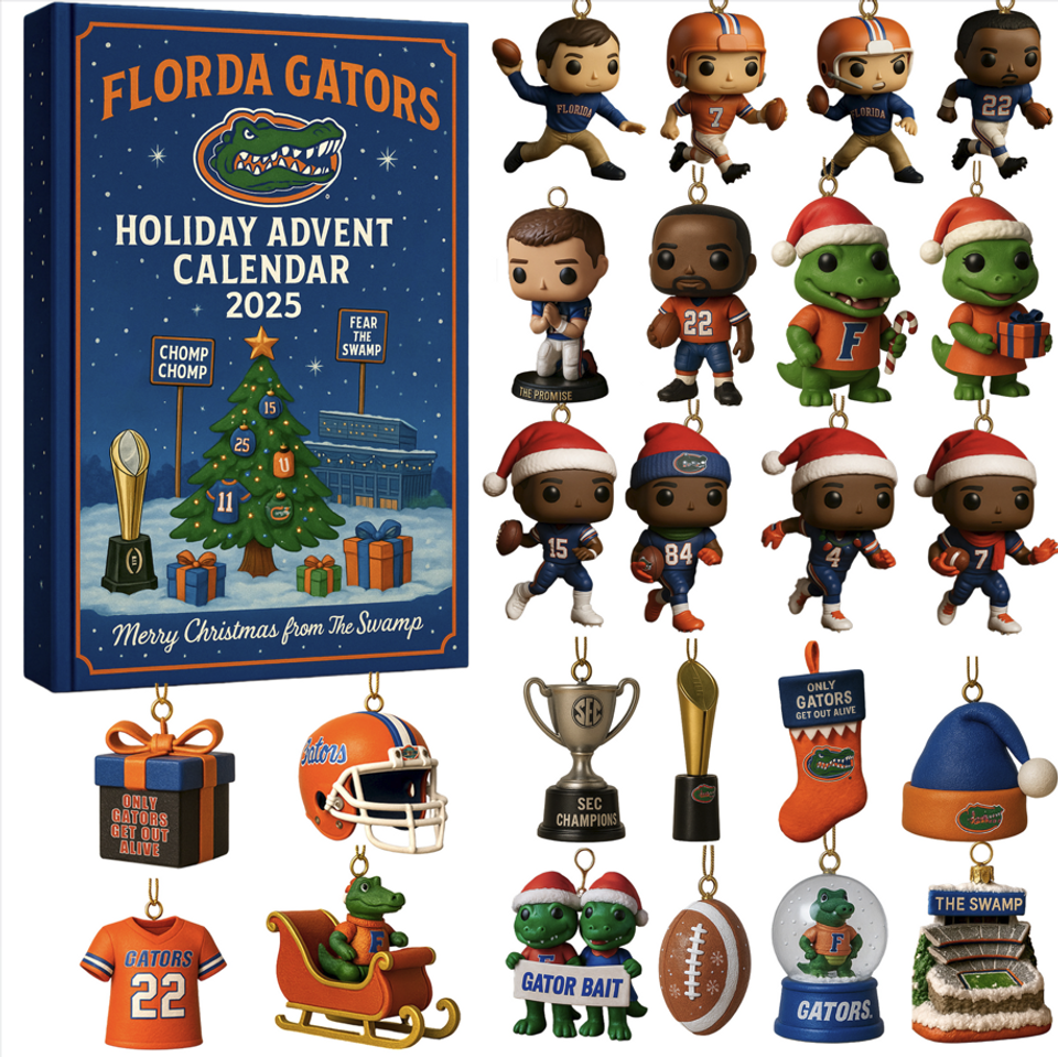 Florida Gators Acrylic Advent Calendar 2025, 2D Flat Christmas Tree Decor