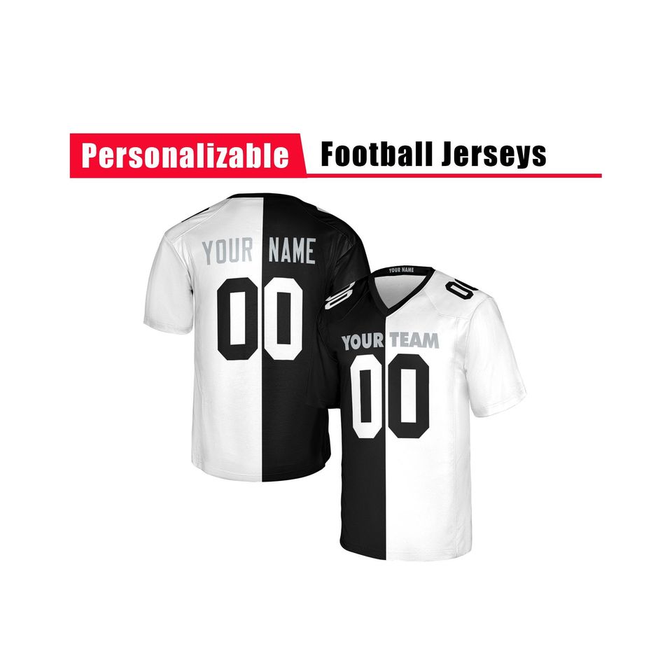 Custom Las Vegas Raiders 1998 Split American Football Jersey, White Black, Adult Sizes