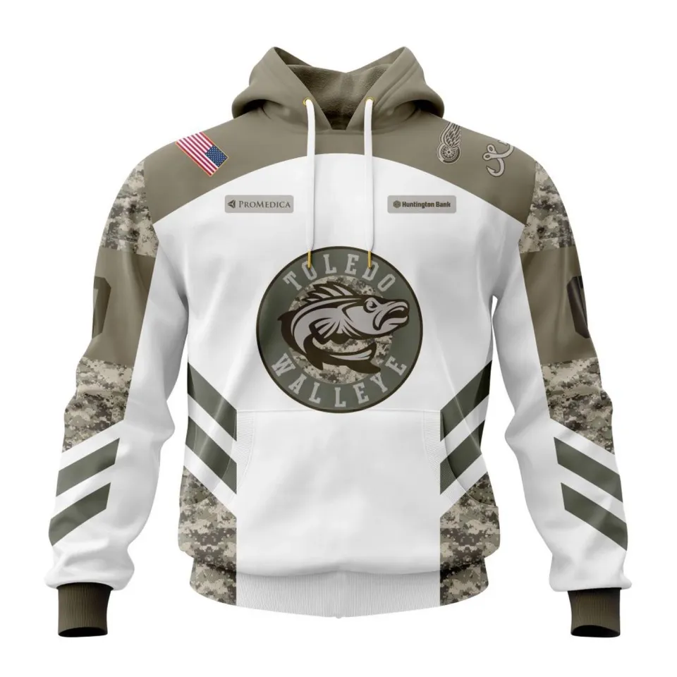 Custom Toledo Walleye Special 2025/26 Military Appreciation Night Hoodie Shirt