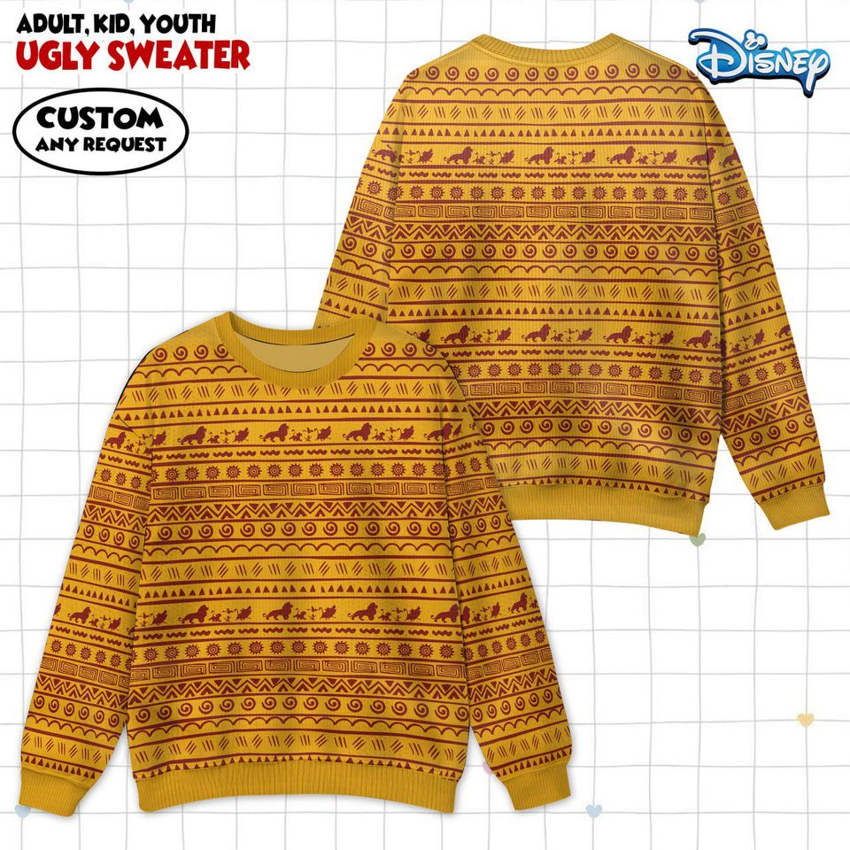 Lion King Ugly Sweater, Xmas Holiday Sweatshirt, Christmas Gift for Men Women Kid