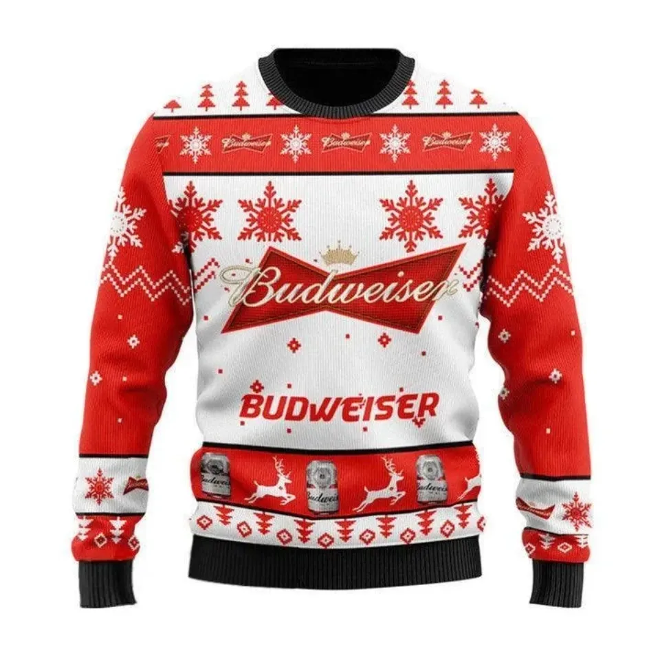 Budweiser Ugly Christmas Sweater with Graphic Print 2025