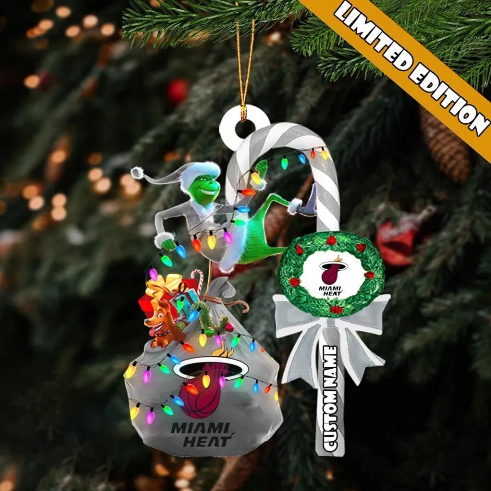Personalized Miami Basketball Heat Team funny character Christmas Ornament Gift