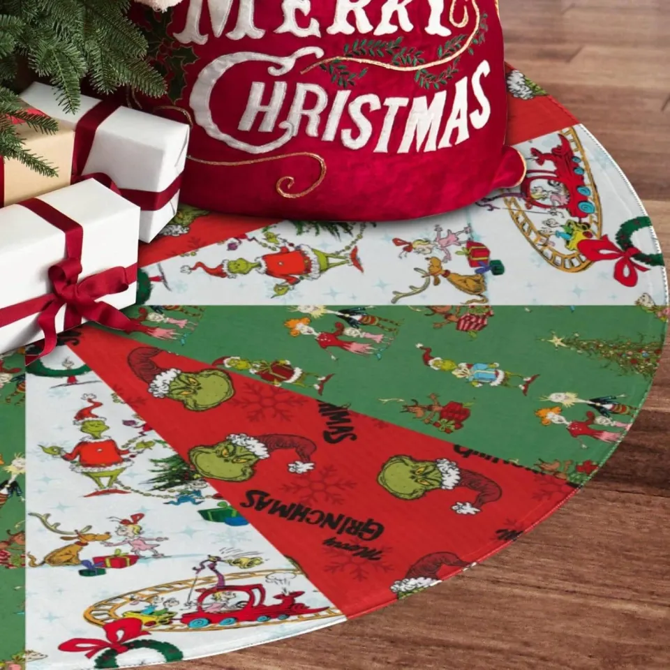 Seuss Geisel Christmas Tree Skirt Merry Grin White Green Red
