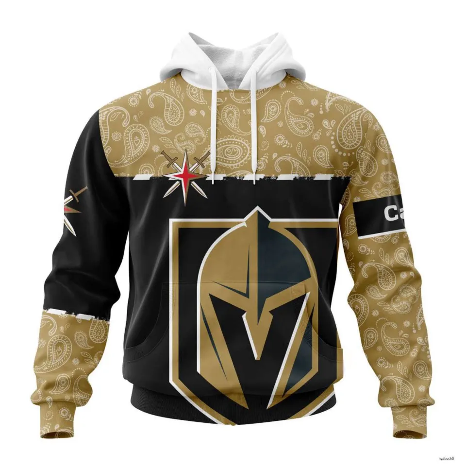 Personalized Vegas Golden Knights Hoodie Pullover Hockey Team Paisley Pattern