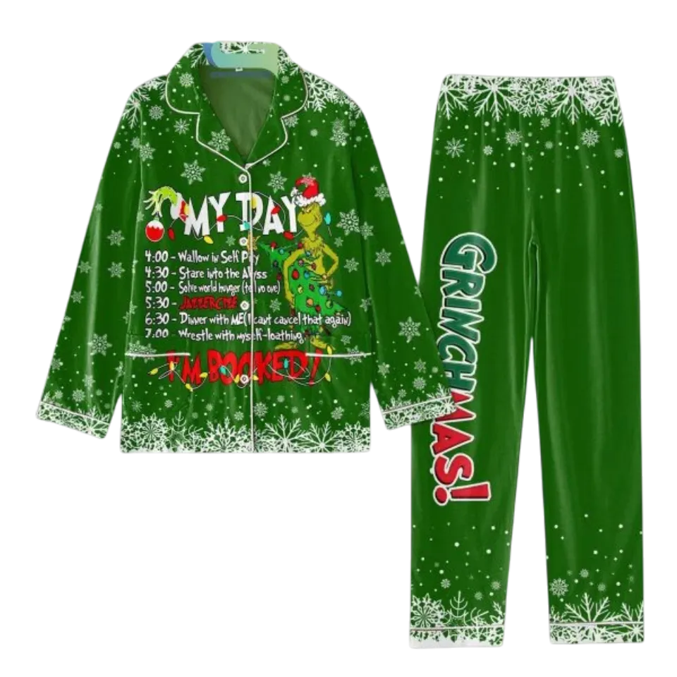 Funny Character My Day Jazzercize Booked Grin Christmas Pajamas Set