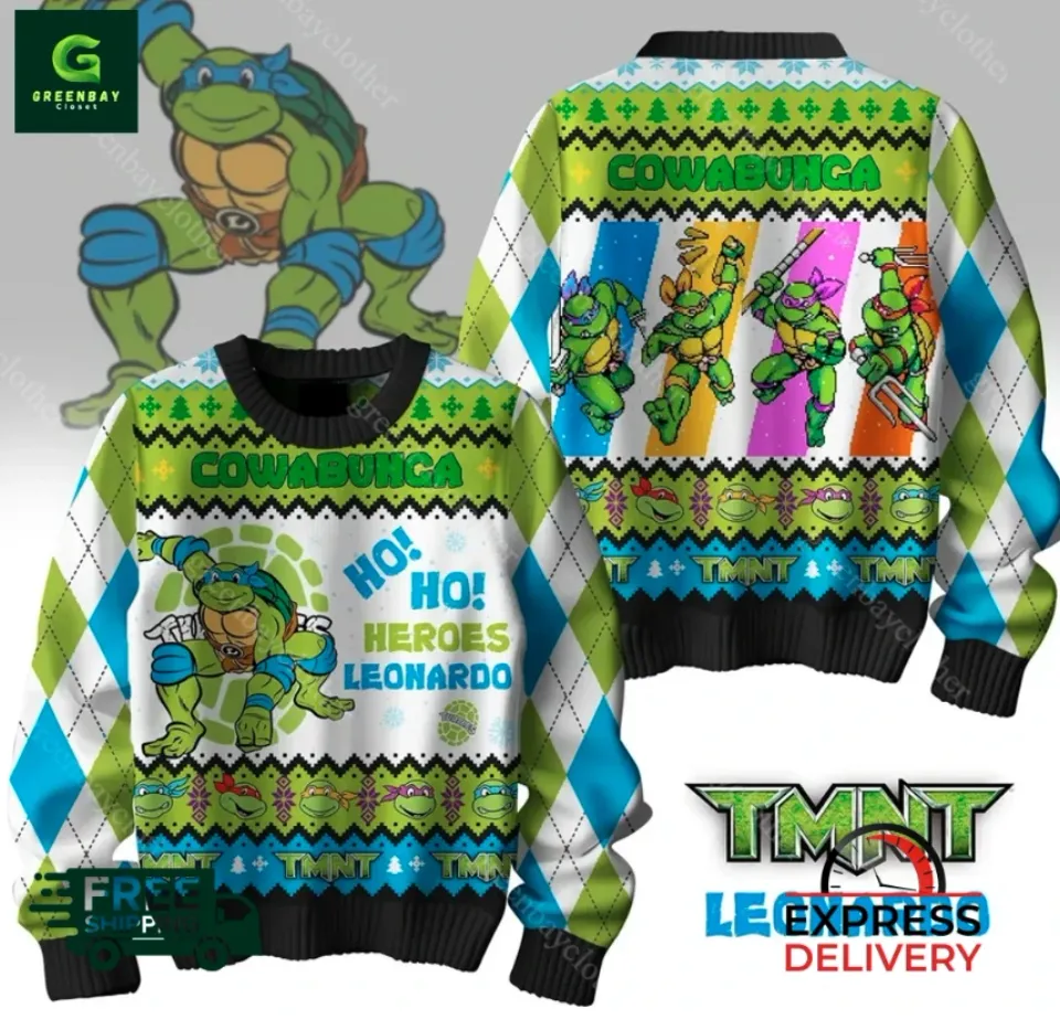 TMNT Cowabunga Leonardo Ugly Christmas Sweater