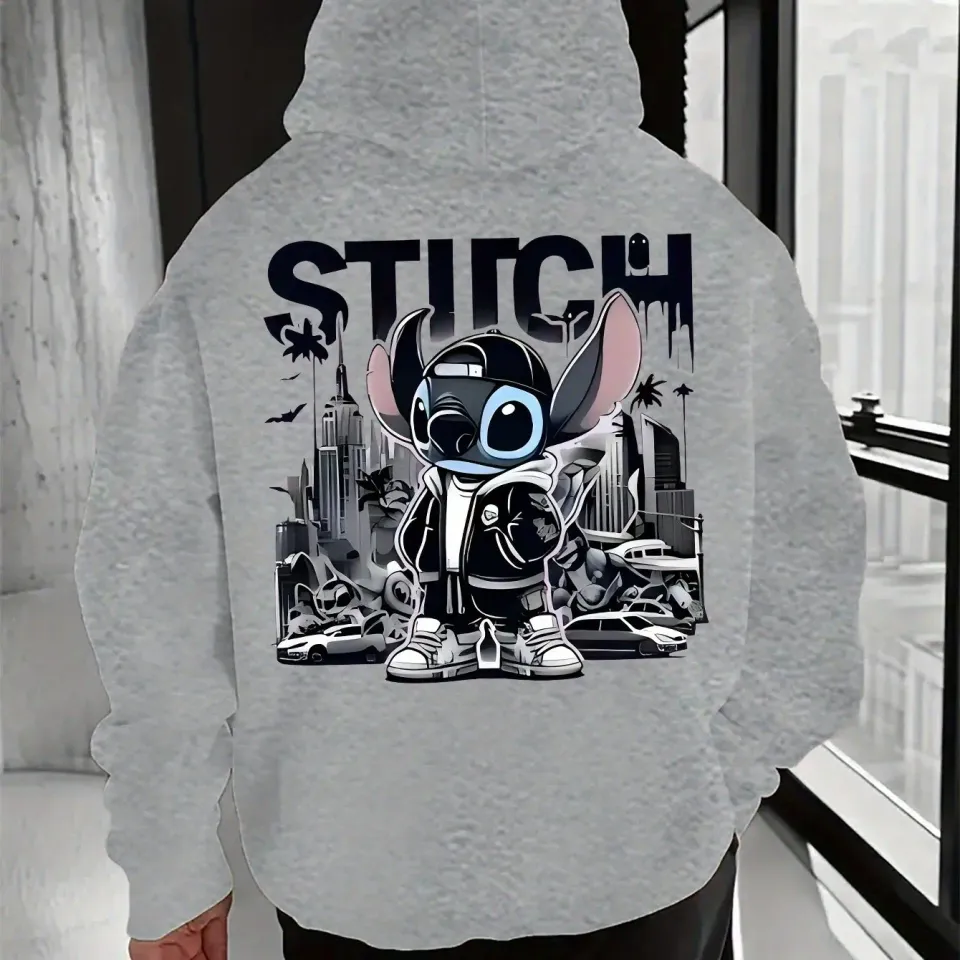 Men's Disney Stitch Cool Graphic Hoodie Comfortable Warm Pullover Disney Outdoor Sports Top