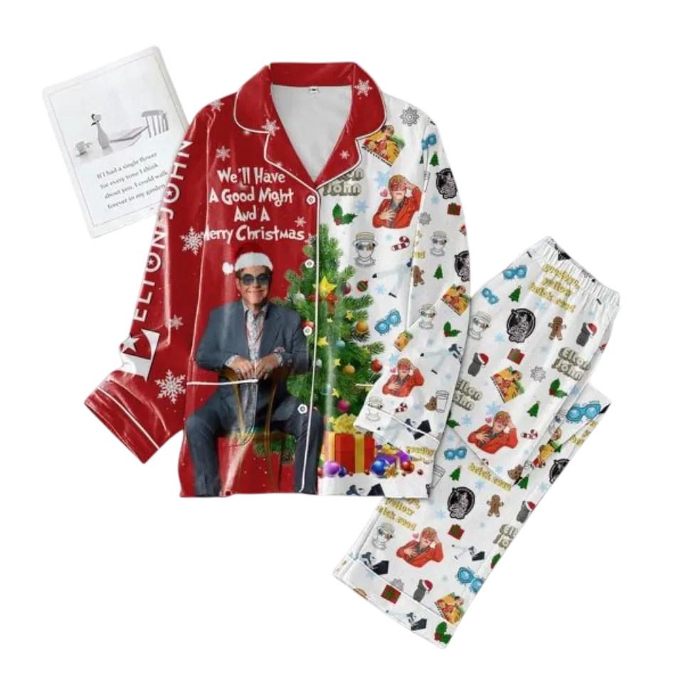 Elton John Christmas Pajamas Set for Adults