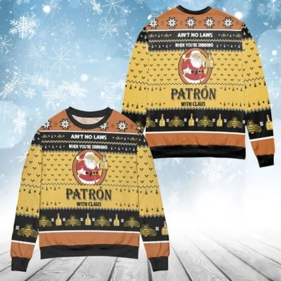 Drinking Tequila Pattern Santa Claus Ugly Sweater