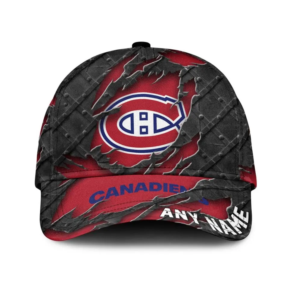 Montreal Canadiens Personalized Name Black Metal Design Classic Cap