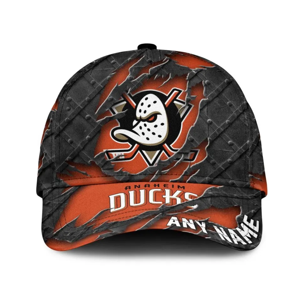 Anaheim Ducks Personalized Name Black Metal Design Classic Cap