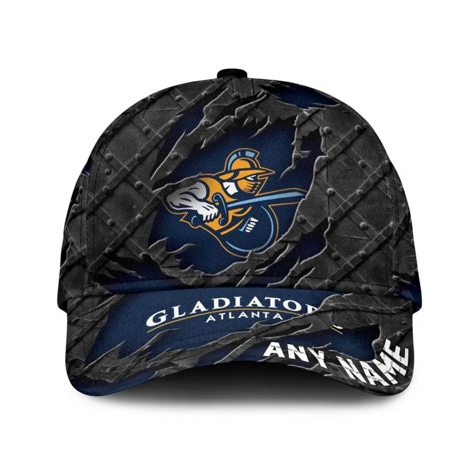 Atlanta Gladiators Personalized Name Black Metal Design Classic Cap