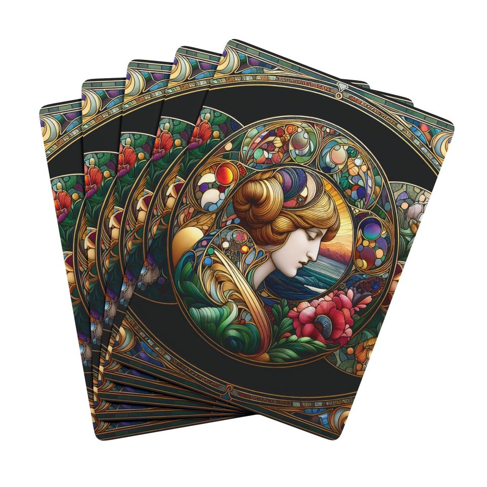 Art Nouveau Lady Playing Cards: Unique Poker Deck
