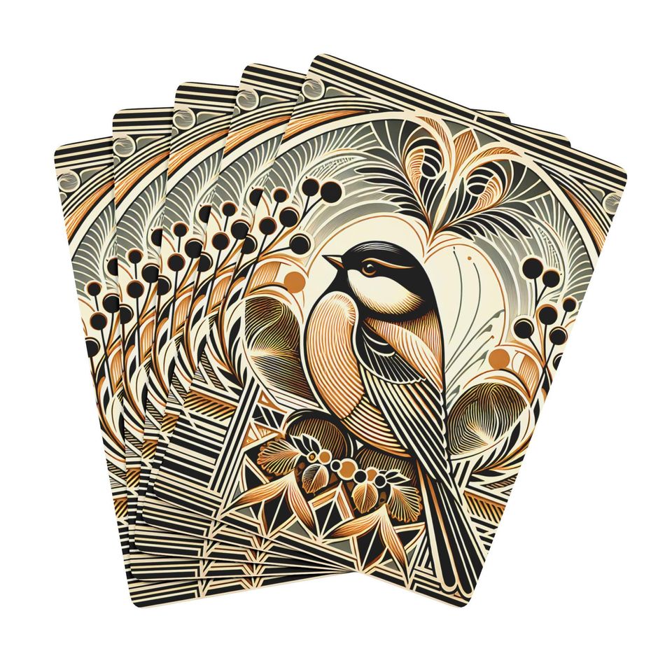 Art Deco Bird Playing Cards: Vintage Card Game Deck