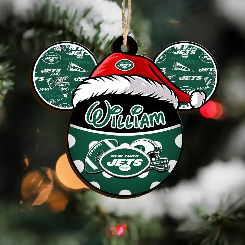 Personalized New York Team Jets Sport Christmas Ornament, For Football Fan