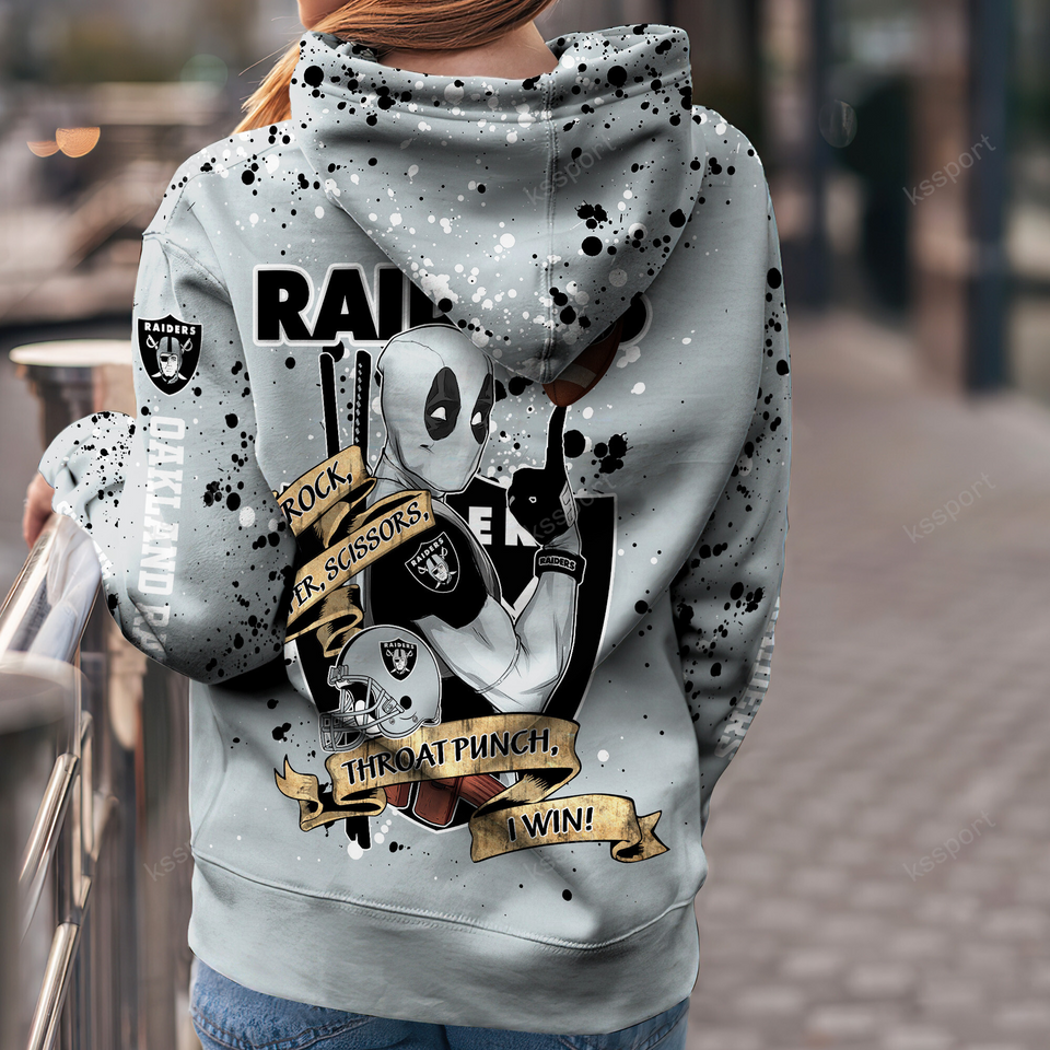 Custom Las Vegas Raiders Hoodie Leggings Rock Paper Scissors Throat Punch I Win Hoodie