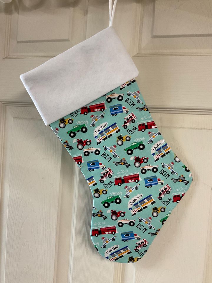 Little boys toy truck Christmas Stocking