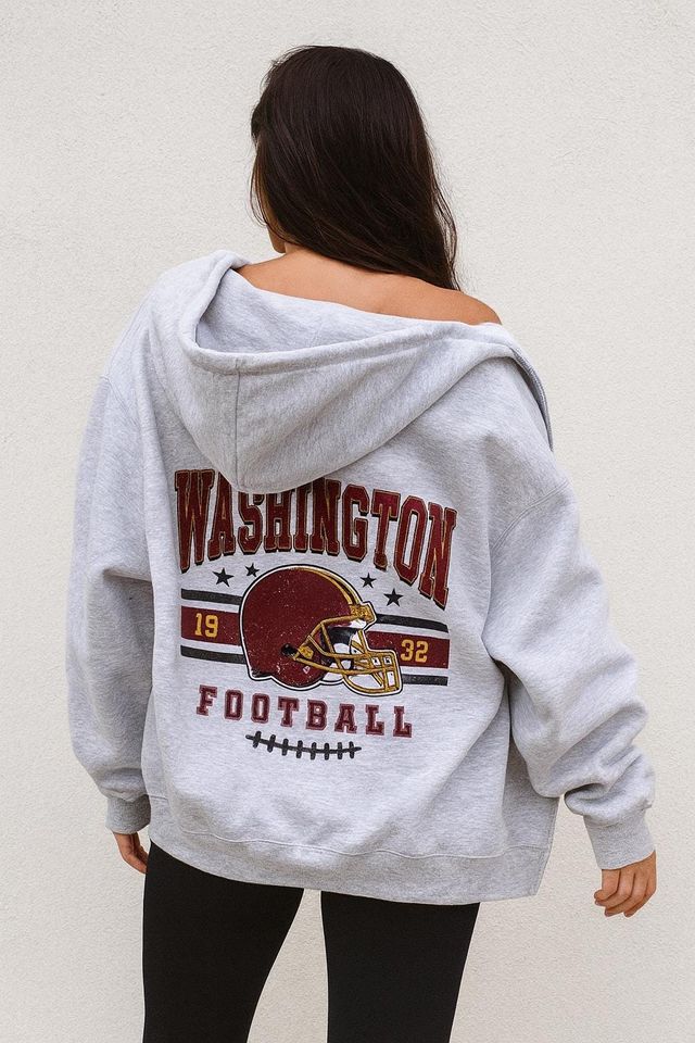 Washington Vintage Football Jacket, Unisex Retro Zip Up, Classic Athletic Style Outerwear