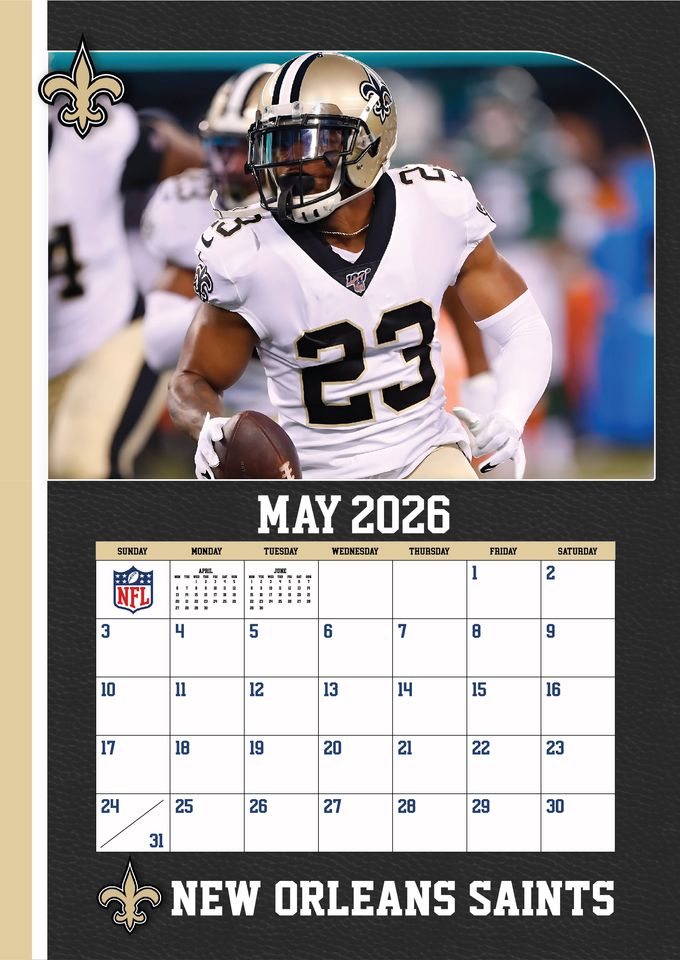 football New Orleans Saints 2026 Wall Calendar