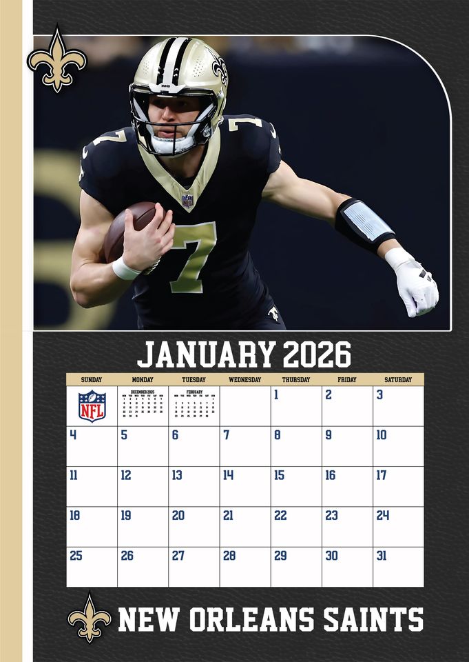 football New Orleans Saints 2026 Wall Calendar