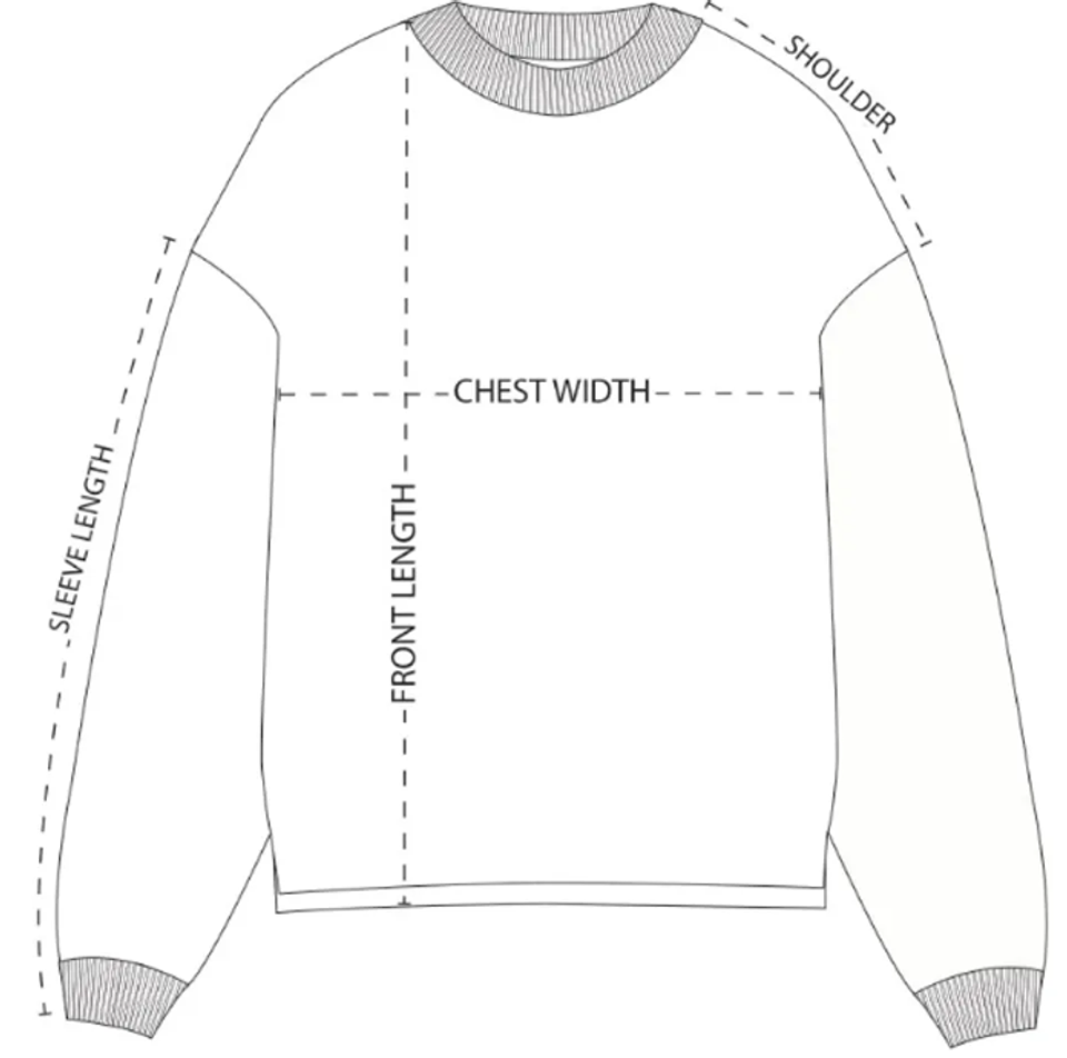 crewneck sweatshirt size guide