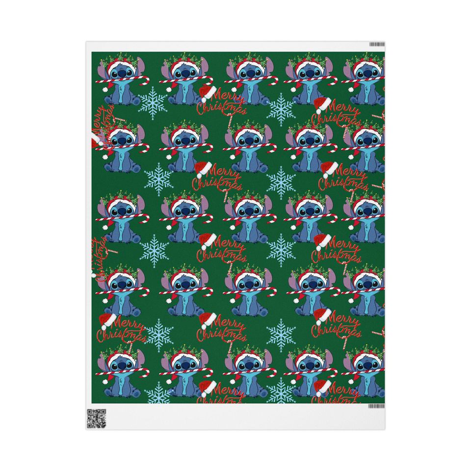 Lilo and stitch Candy Cane Wrapping Paper | Christmas Gift Wrap