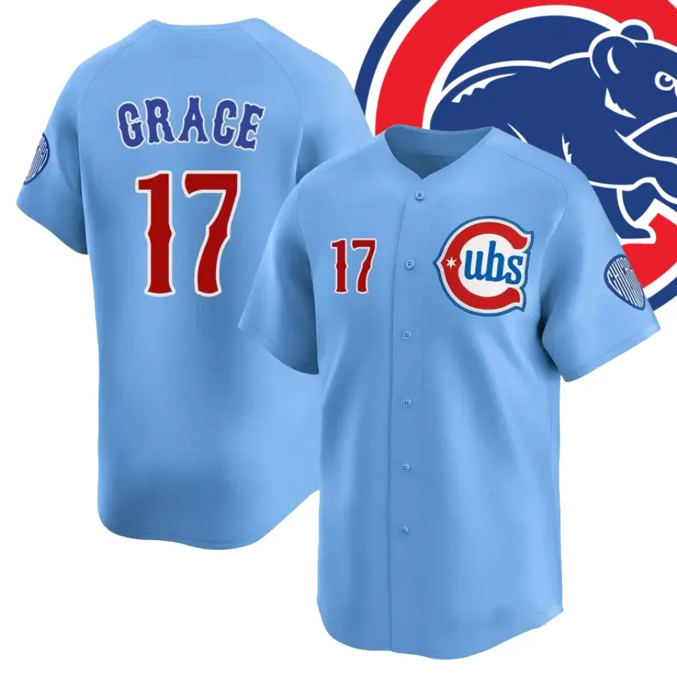 Mark Grace #17 Baseball Jersey Full Size S to 5XL Blue
