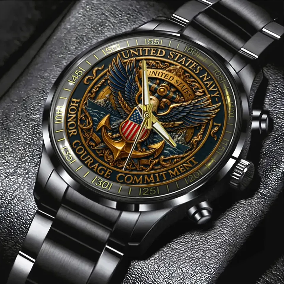 US Navy Black Stainless Steel Watch