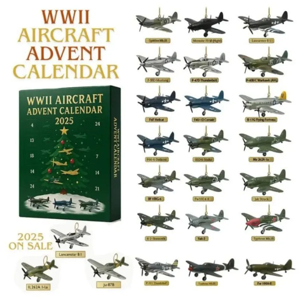 2025 Aircraft Acrylic Advent Calendar 24-Day Christmas Countdown Decor