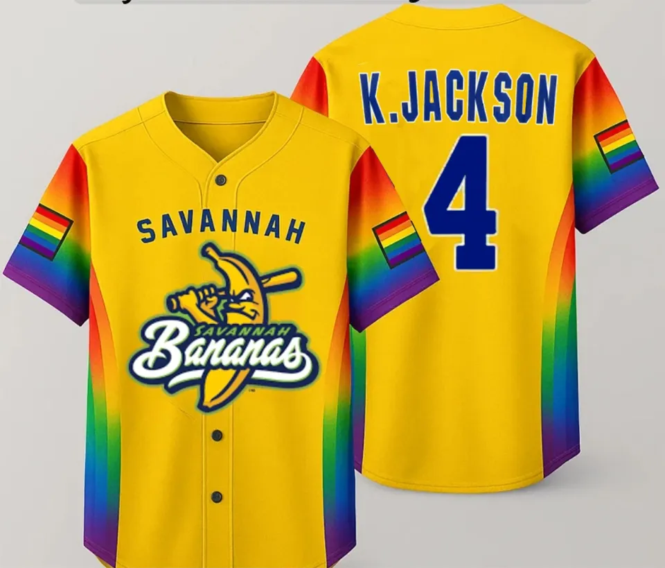 Funny New Savannah Bananas Jackson Baseball Jersey #4 AOP