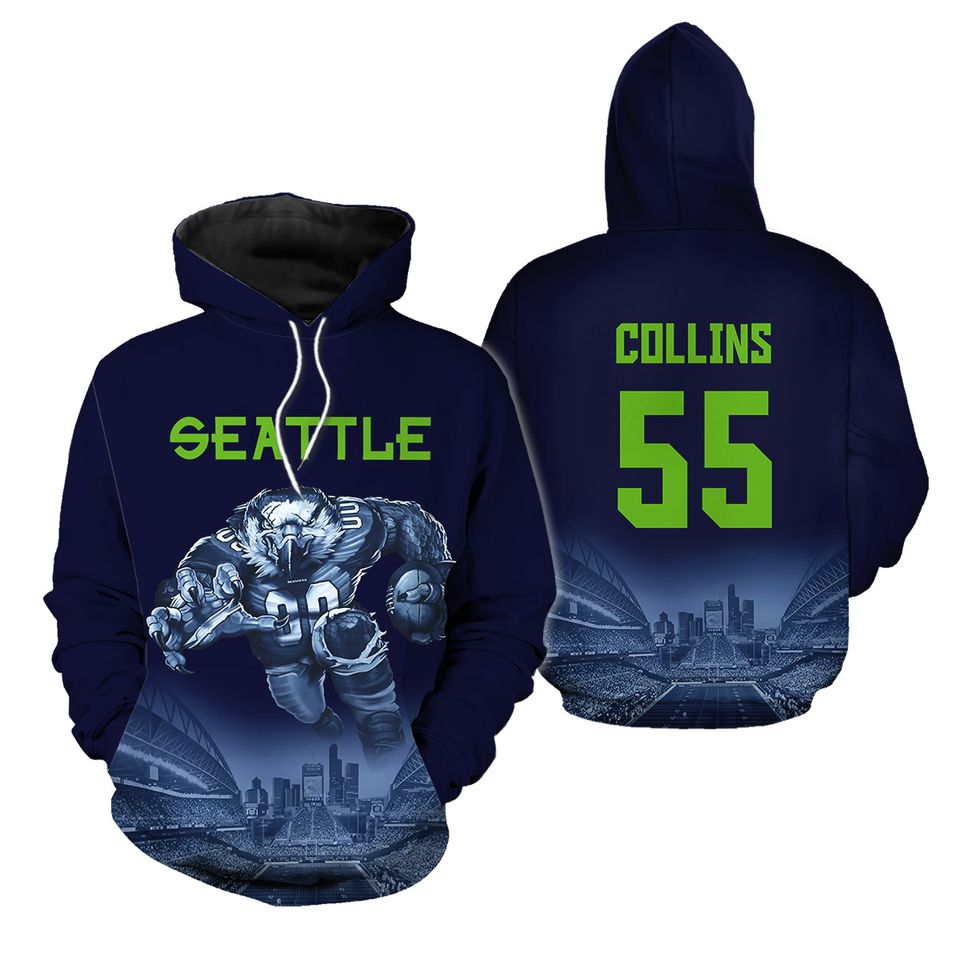 Custom Football Hoodies Personalized 3D Seattle Sweatshirts