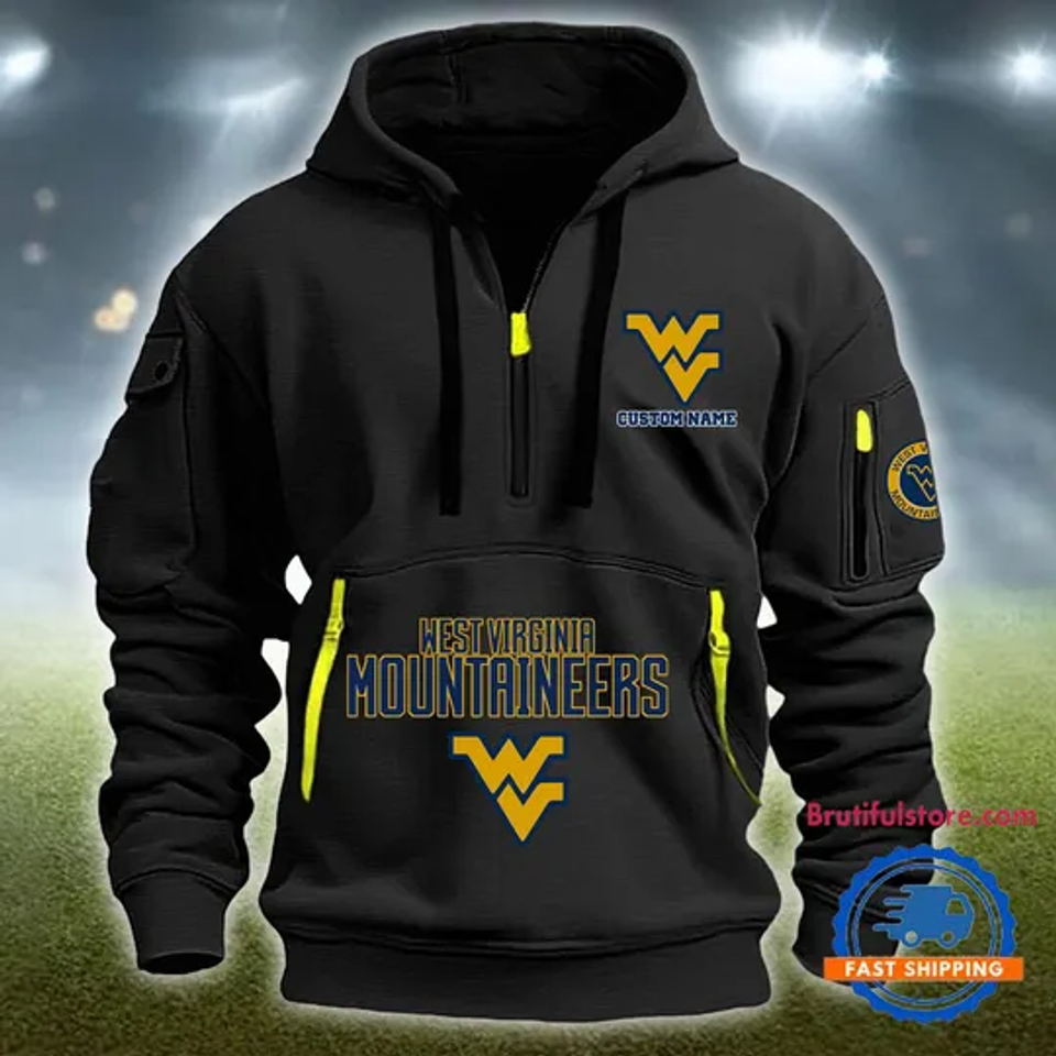 NCAA West Virginia Mountaineers Heavyweight Quarter Zip Hoodie