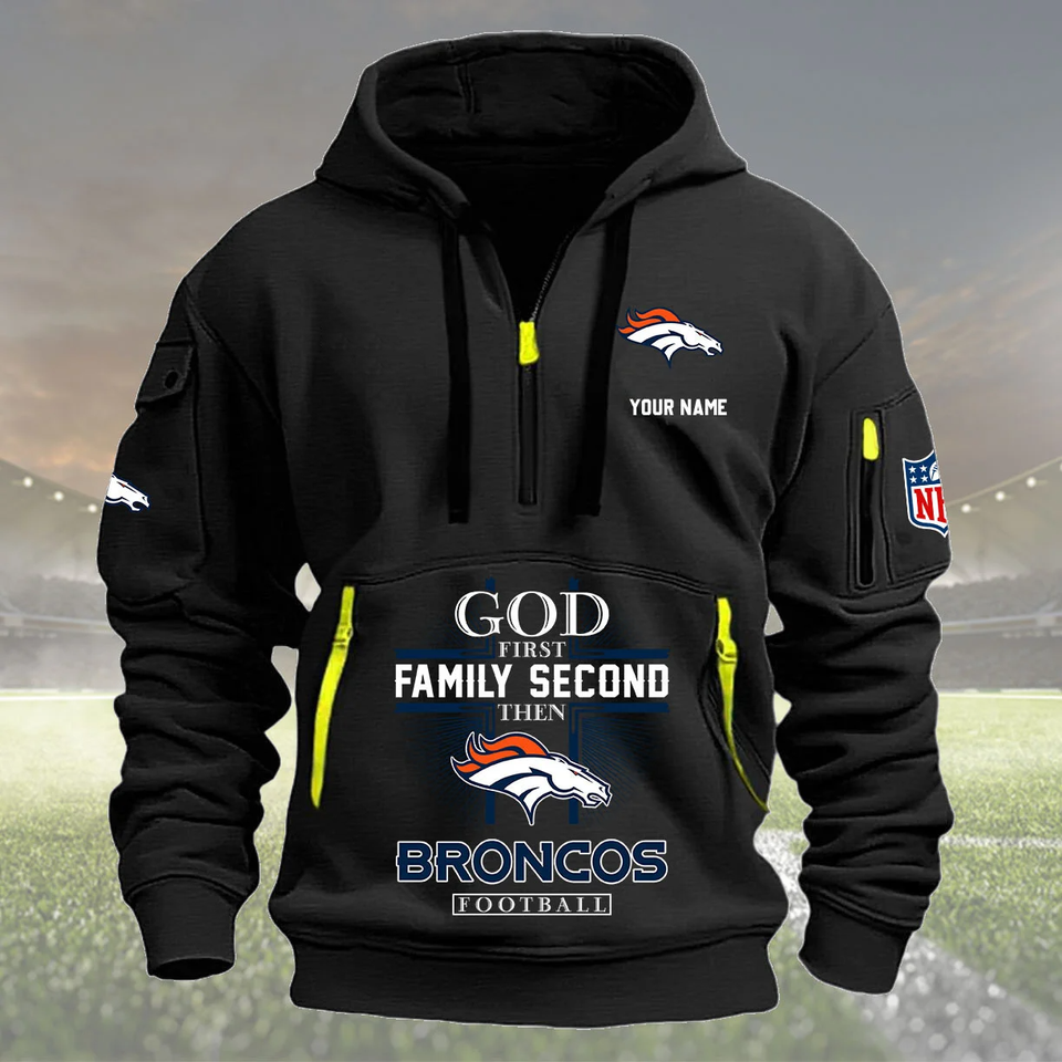 Denver Broncos Personalized Quarter Zip Hoodie New Collection