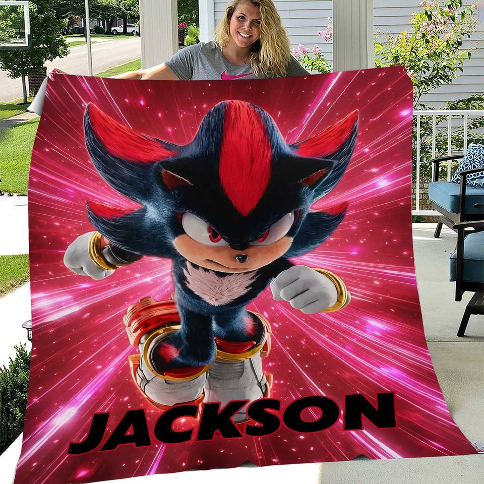 Custom Sonic The Hedgehog Blanket Personalized Shadow Hedgehog Blanket