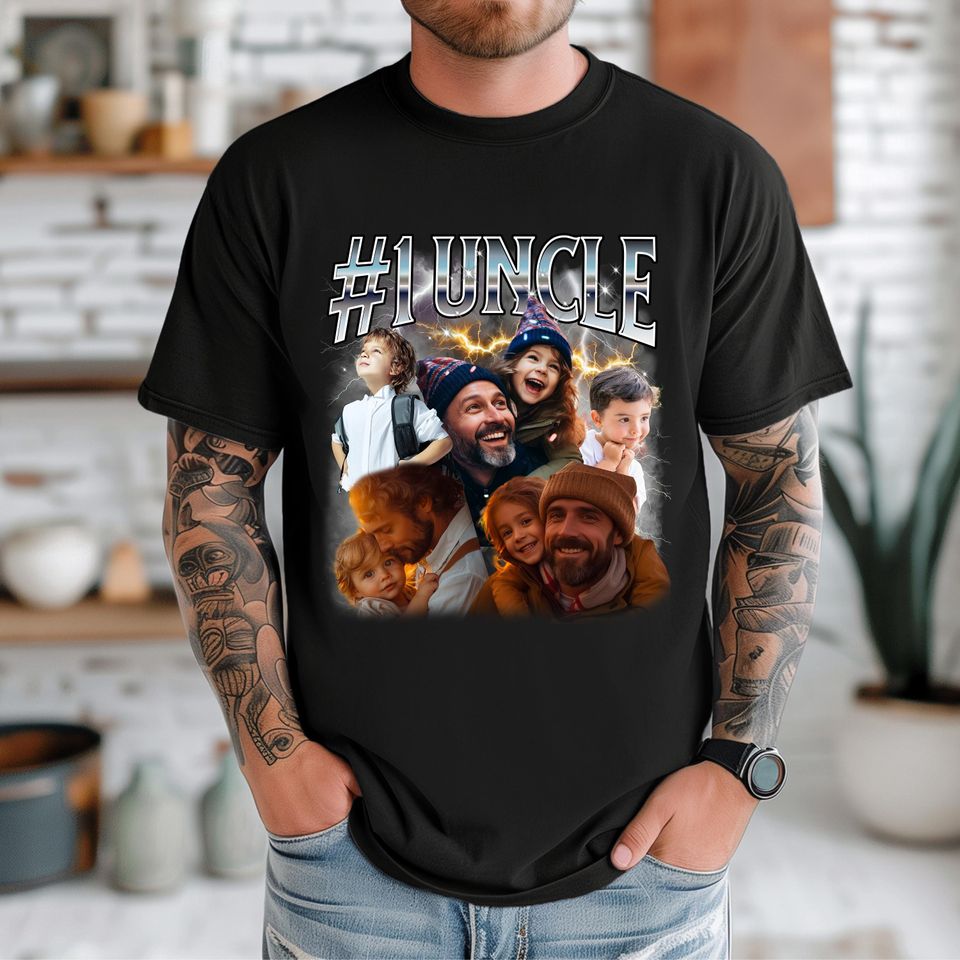 Custom Uncle Photo Shirt, Personalized Christmas Uncle Gift, Shirt for Uncle, Dad, Grandpa, First Time Uncle Gift, Bootleg Uncle Shirt