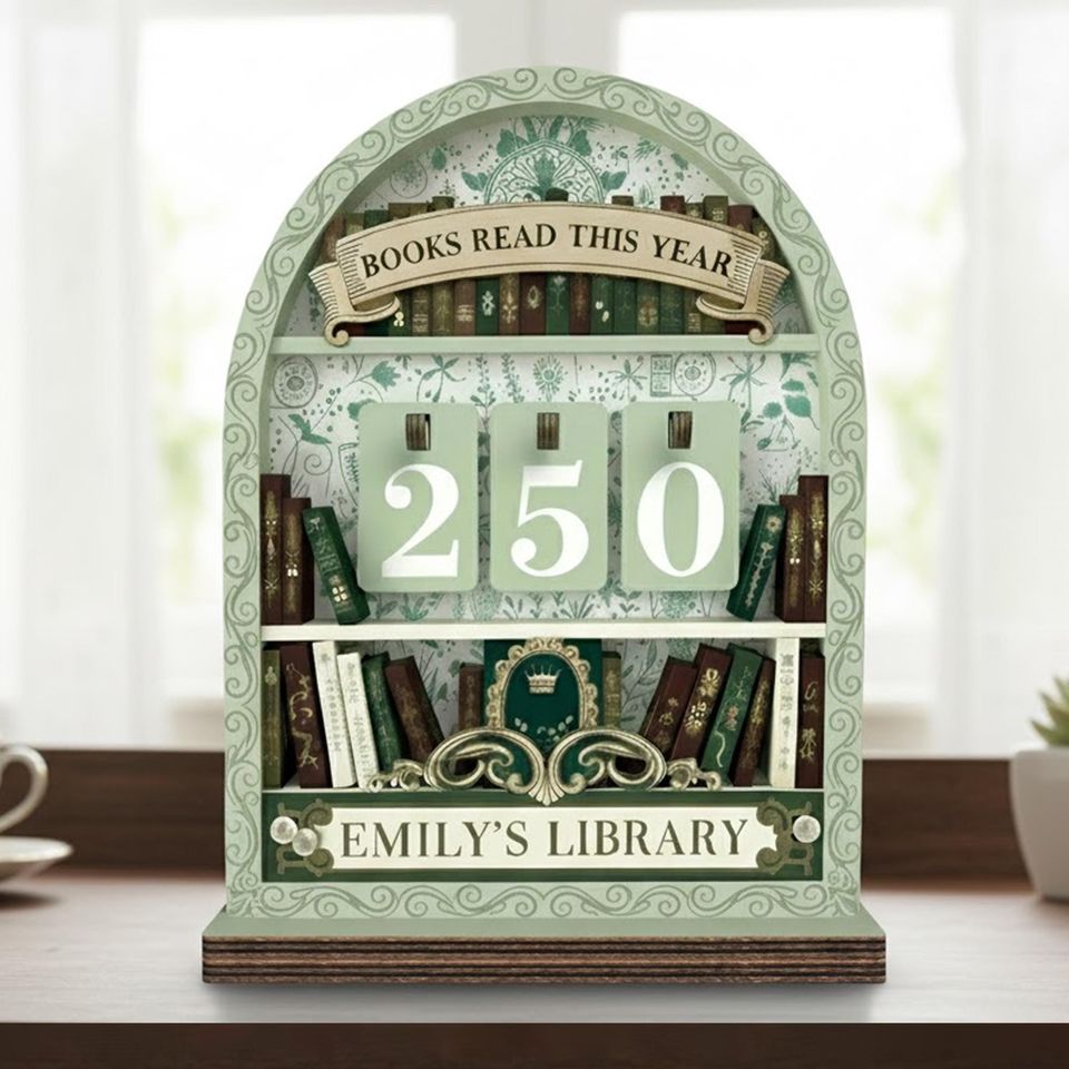 Vintage Books Read Tracker Personalized Reading Counter Sign for Book Lovers, Custom Library Decor