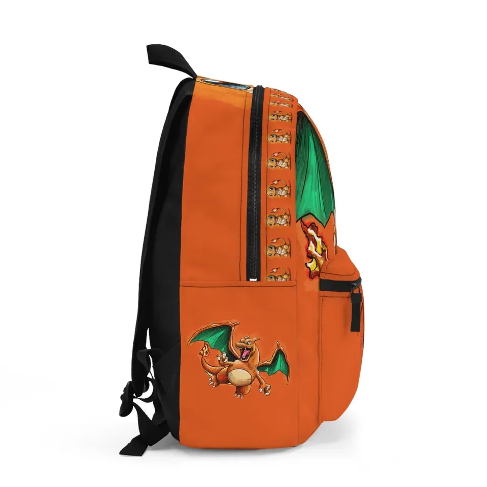 Charizard Orange School Backpack, Kids Orange PKM Bag