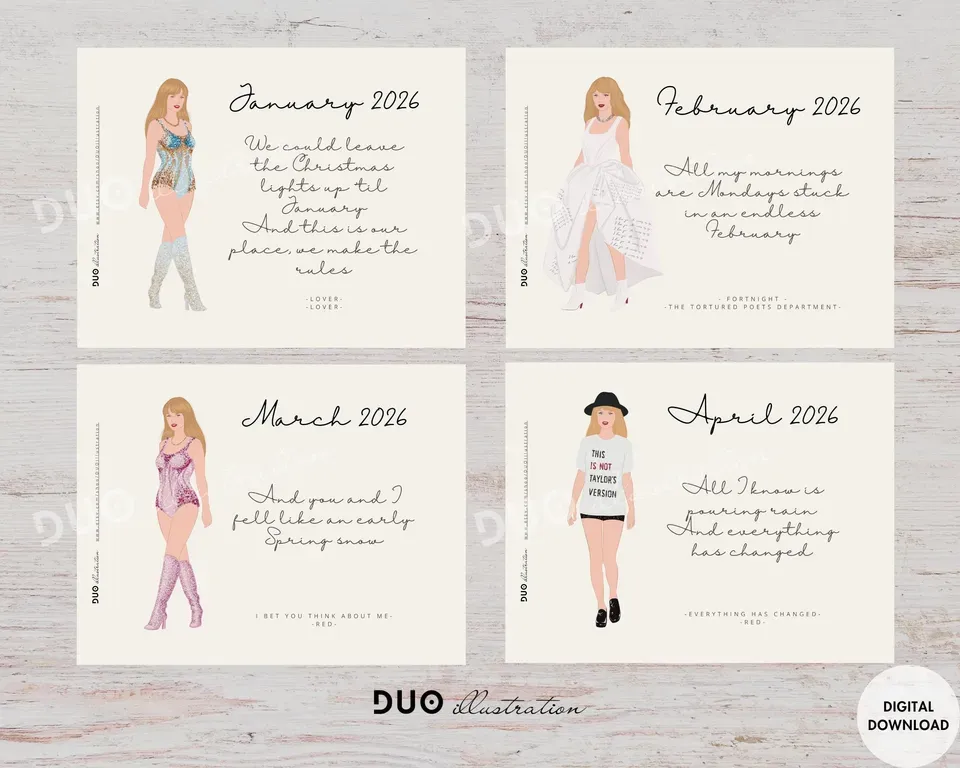 TS 2026 Calendar Wall Art with Eras Outfits